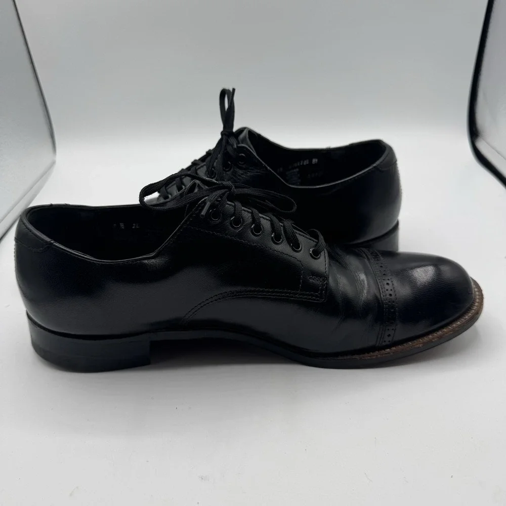 Stacy Adams Oxford Dress Shoes Men 8.5E Black Leather Cap Toe Lace Up USA